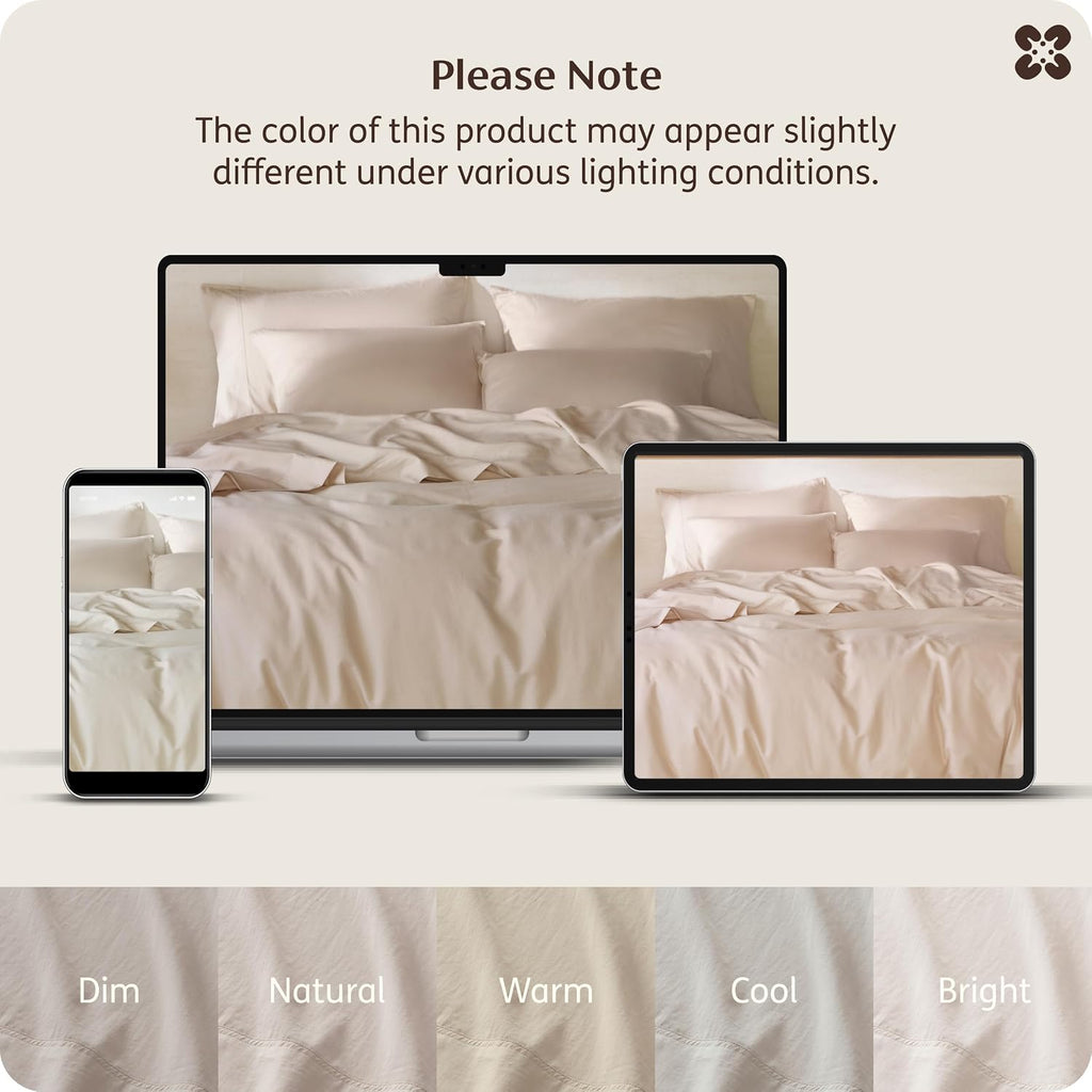 100% Organic Cotton Queen Duvet Cover Set, Linen, 90" 90" | GOTS Certified, Luxury PureWoven, Zipper Closure