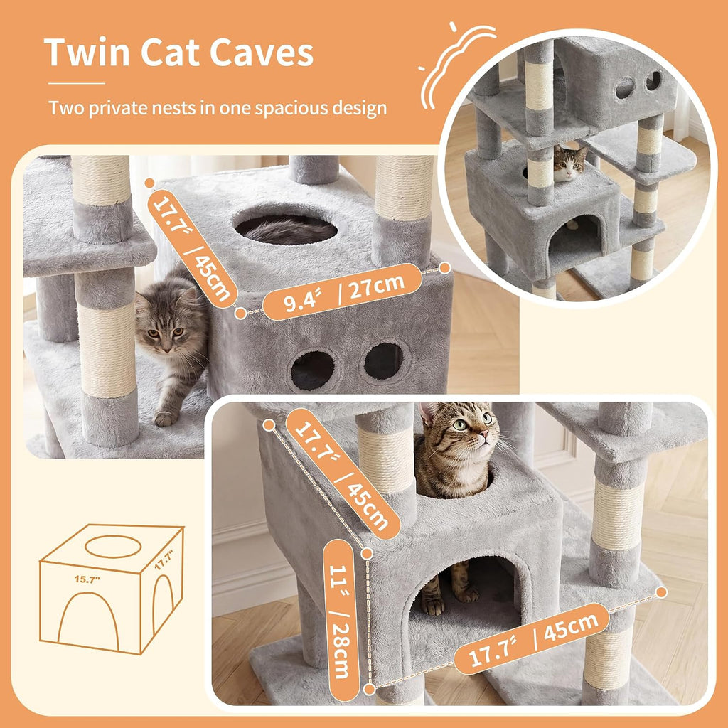 Floor to Ceiling Cat Tree, 104.7"-116.5" Height-Adjustable