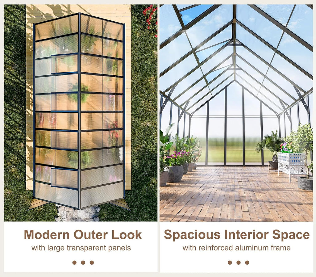32x10x10 FT Extra Large Greenhouse for Outdoor with Transparent Roof Vents Swing Door, Easy Assembly Heavy Duty