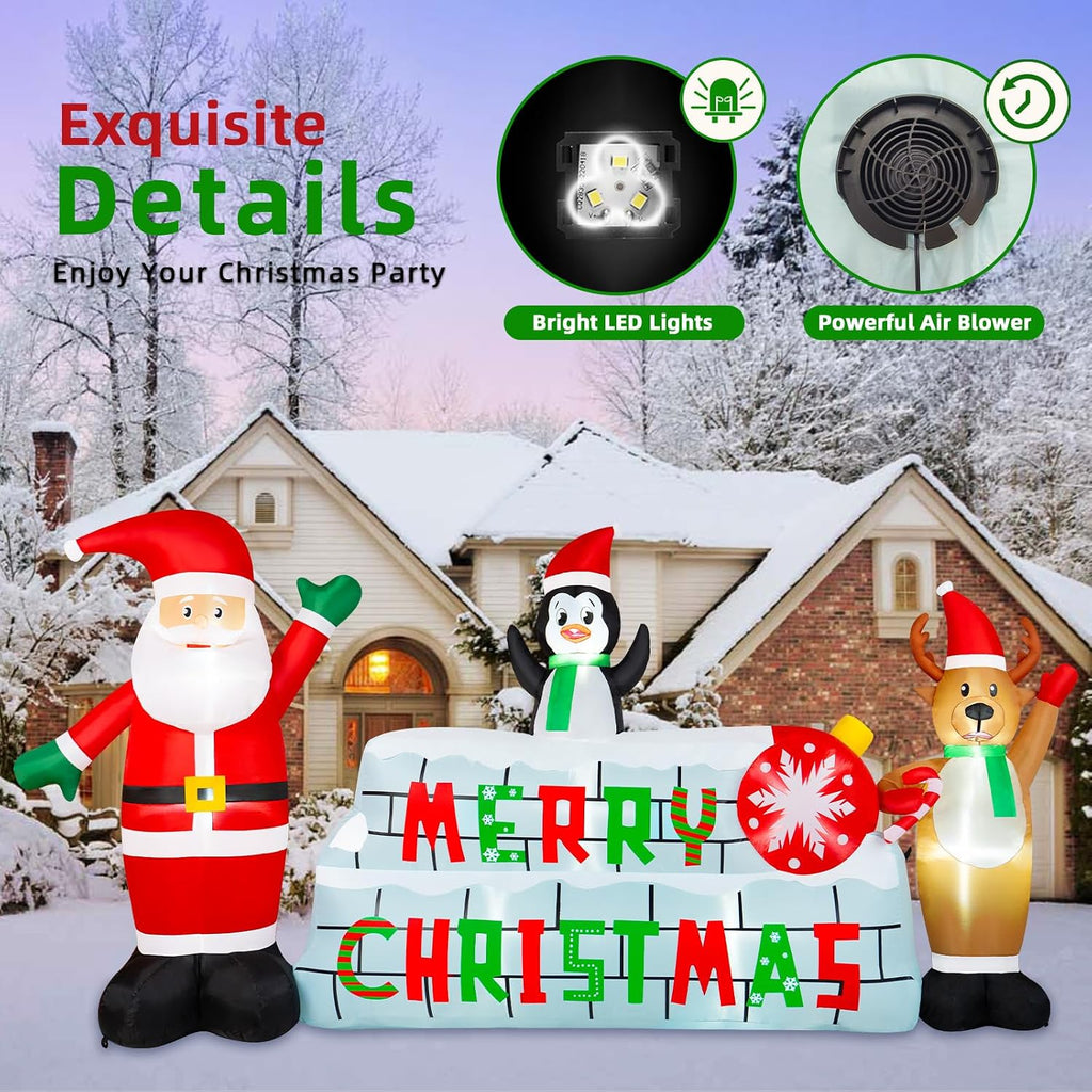 10FT Christmas Inflatable Outdoor Decoration, Merry Christmas Inflatable Banner Blow Up Yard Decorations Inflatable