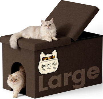 3-in-1 Cat Litter Box Enclosure Furniture, Coffee