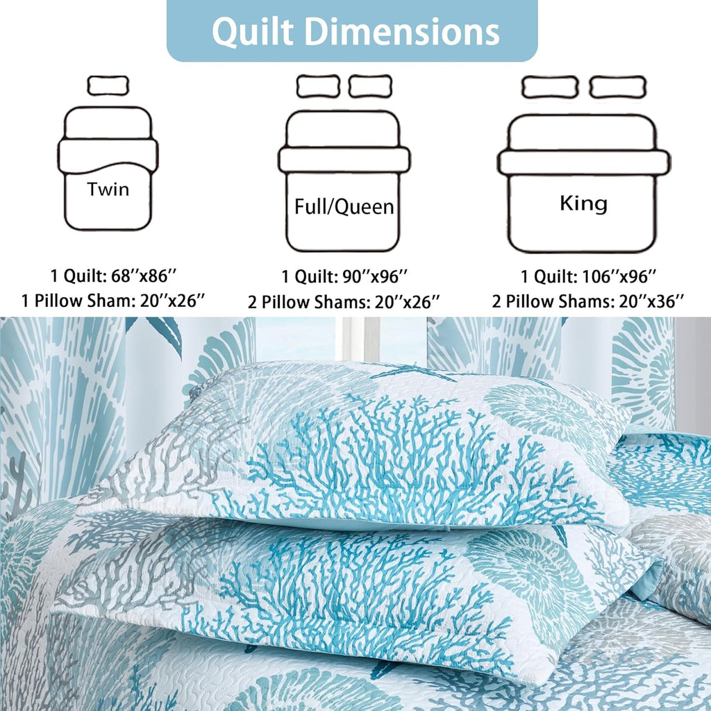 3 Piece Coastal Quilt Sets Full/Queen