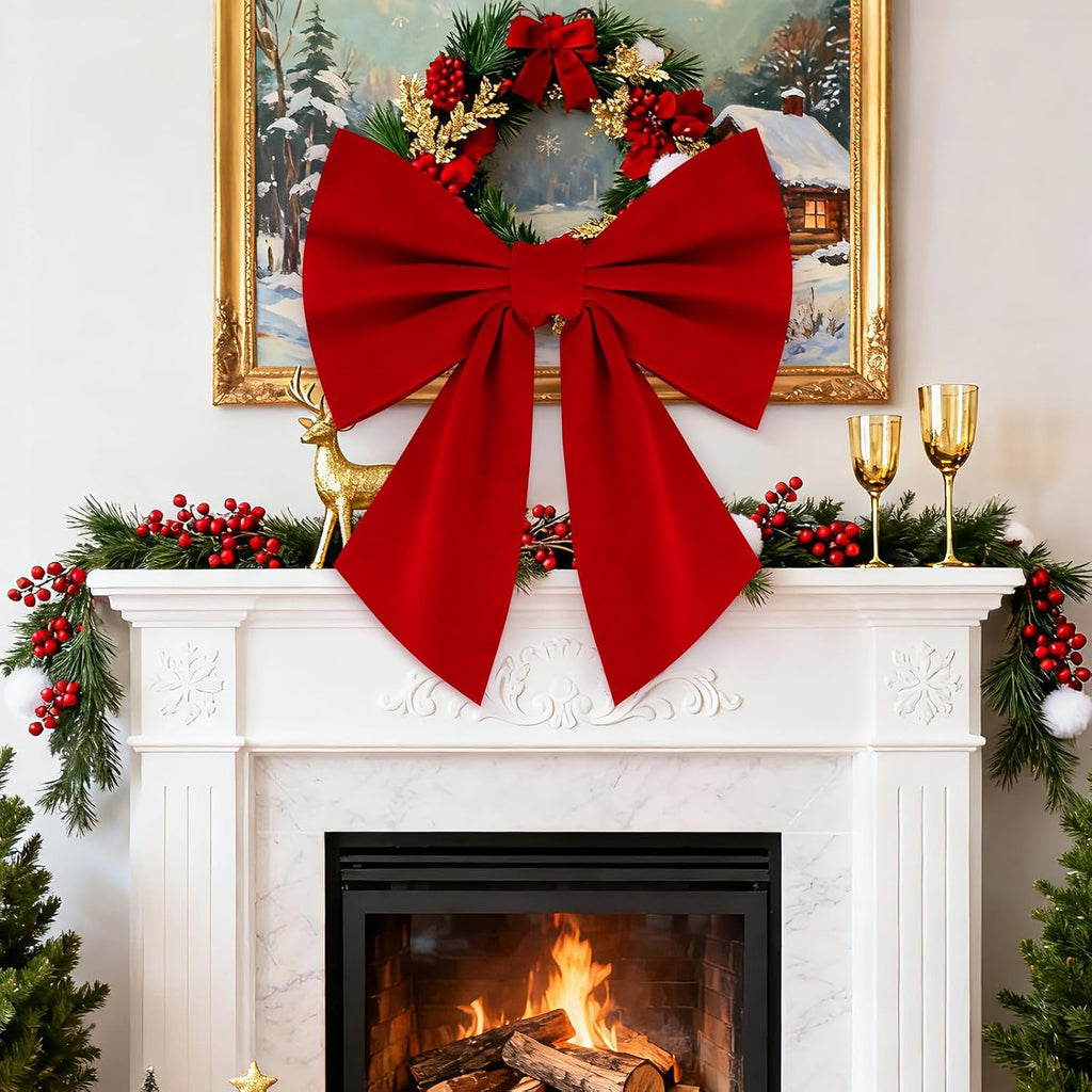Tree Topper Bow 16 x 22, Giant Bows Christmas Decorations, Velvet Bow Christmas Wreath Wreath Wall Backdrop Birthday