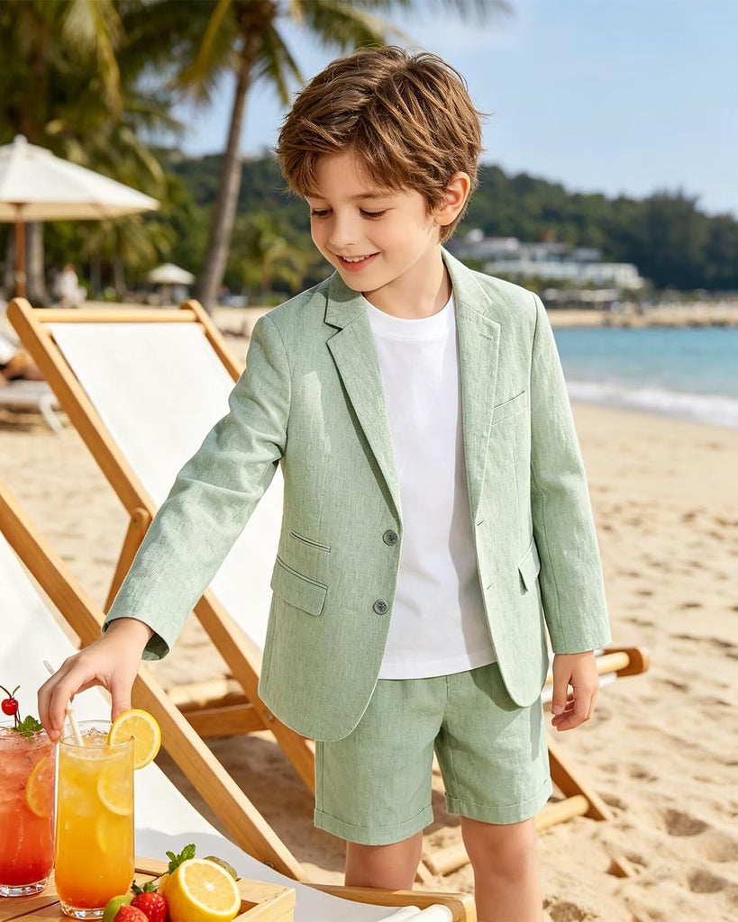 Linen Boys Blazer Slim Fit Casual Sports Coat Summer Suit Jacket Tux Outfit