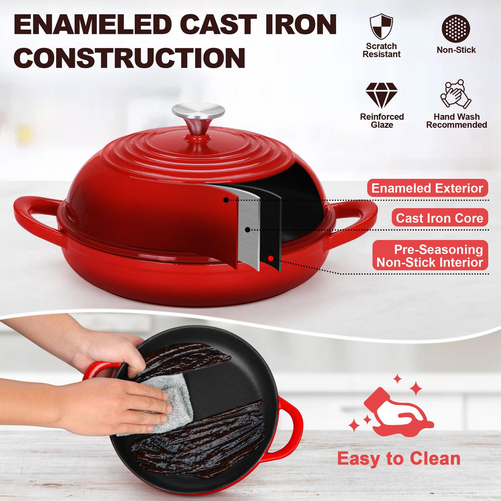 Cast Iron Bread Dutch Oven, 6 Qt Enameled Dutch Oven Pot