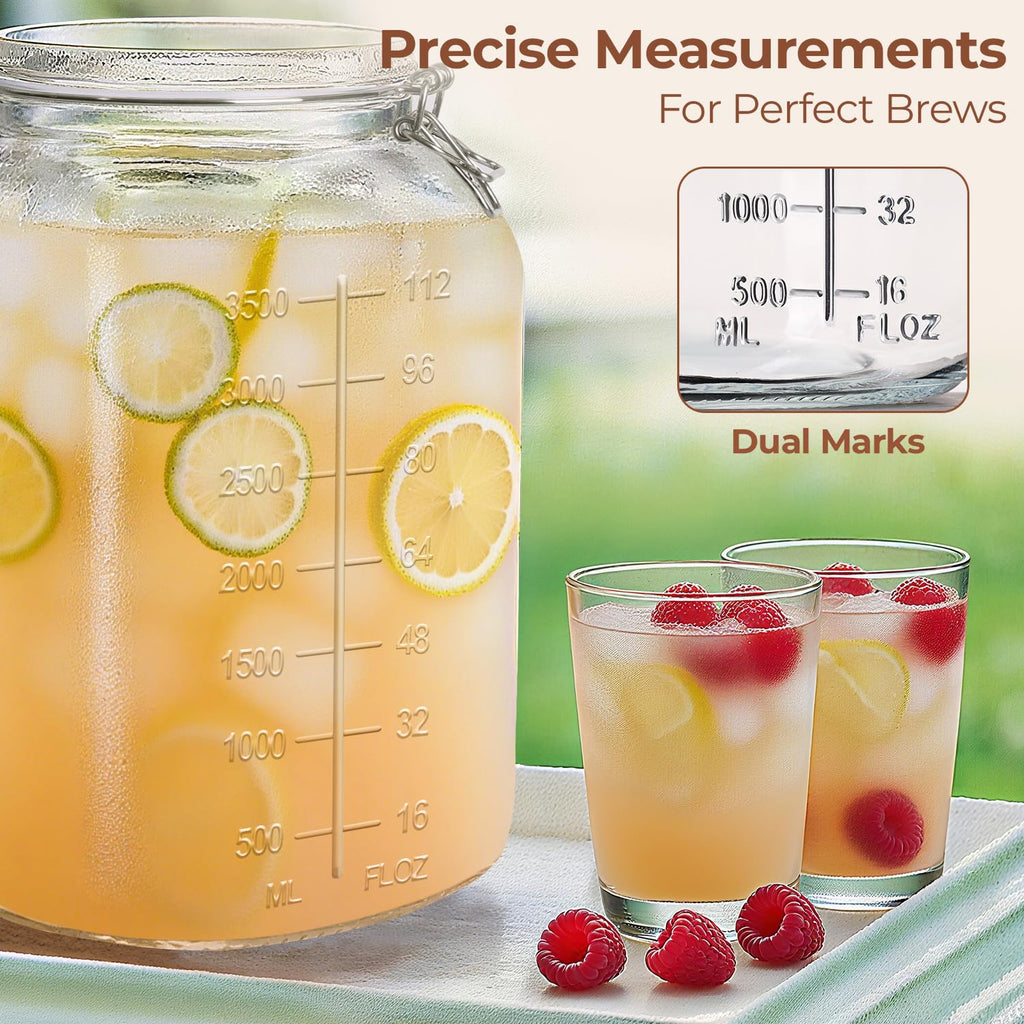 Large Glass Jars with Airtight Lid 1.1 Gallon 2 Pack Wide Mouth