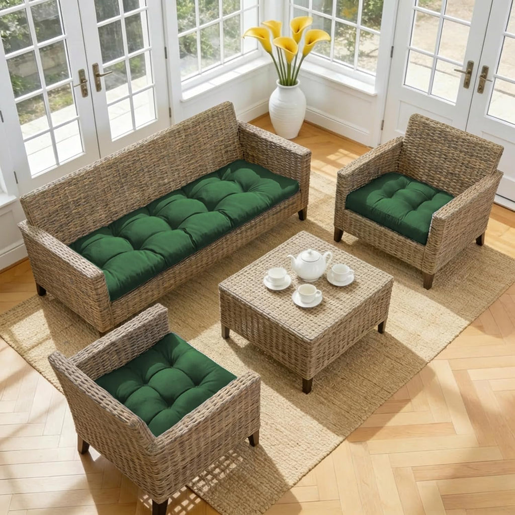 Wicker Chair Cushions of 3 Pieces, Waterproof Cushions Furniture, Tufted Wicker Outdoor Furniture Cushions, 1 Patio