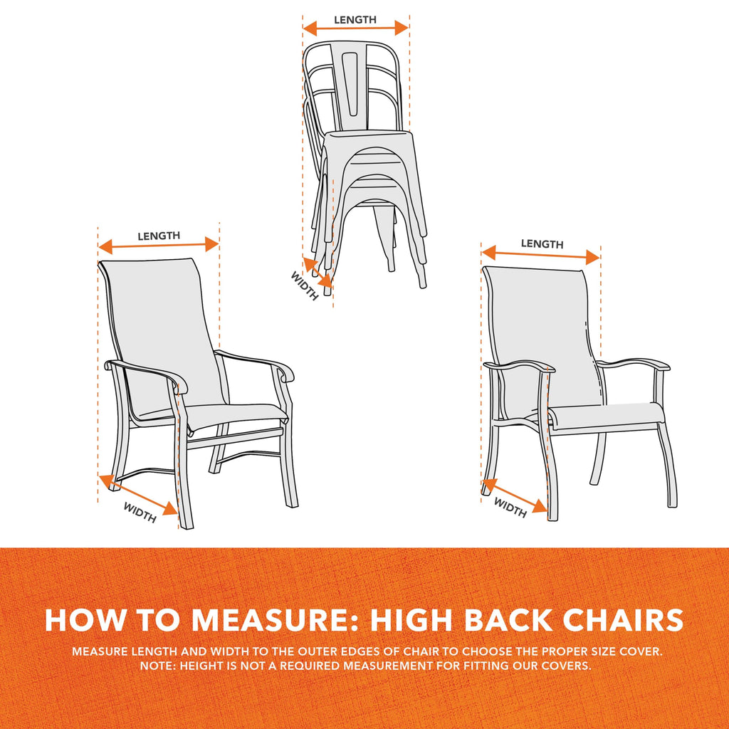 Chalet Stackable/High Back Bar Chair Cover - Weather-Resistant Fabric - Outdoor Furniture Protection Perfect, Deck