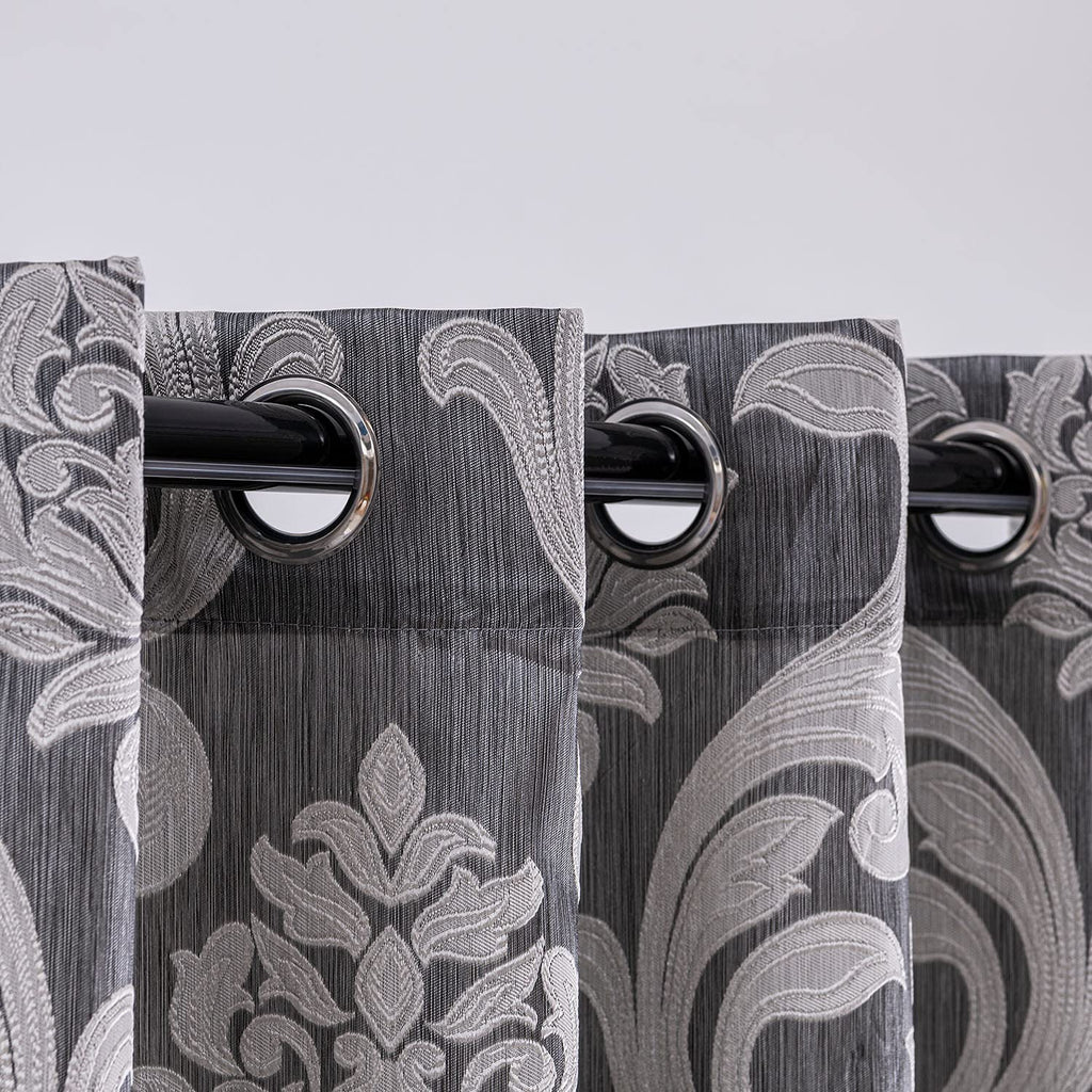 Sliding Door Curtains Luxury Patio Doors Damask Extra Wide Silver Gray Curtains for Room Divider 1 Panel Grommet Top
