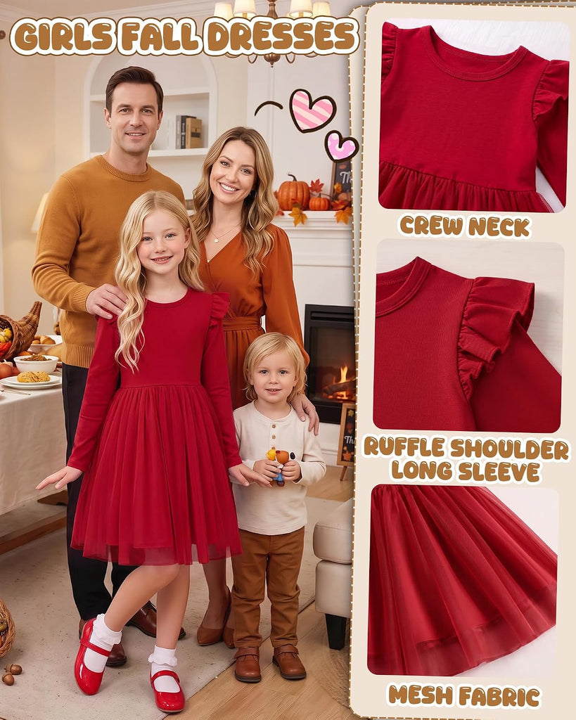 Toddler Girls' Long Sleeve Ruffle Tutu Dresses
