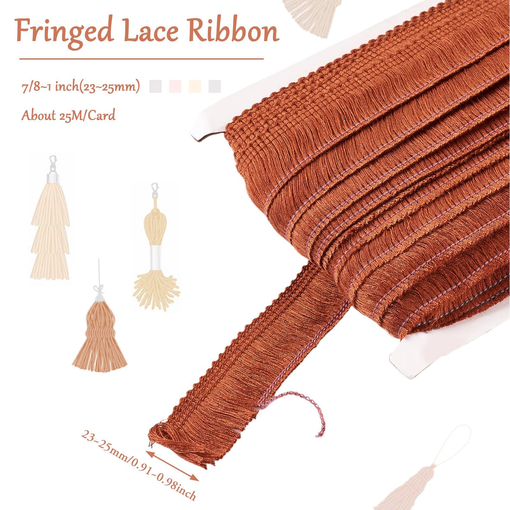 1 Inch Fringe Tassel Ribbon - Polyester Lace Trim for Sewing Clothing, Cushions, Pillow, Curtain, Home - 27 Yards