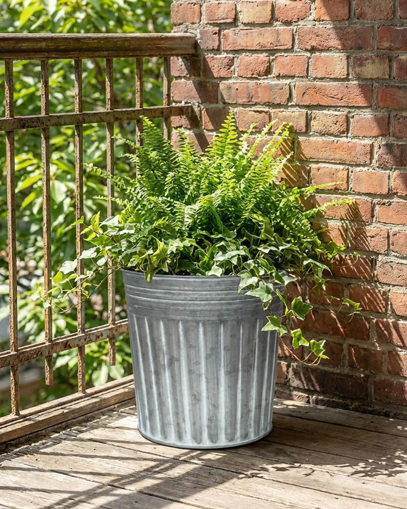 9 Inch Galvanized Planters, 4 Pack Metal Plant Pots with Drainage Hole