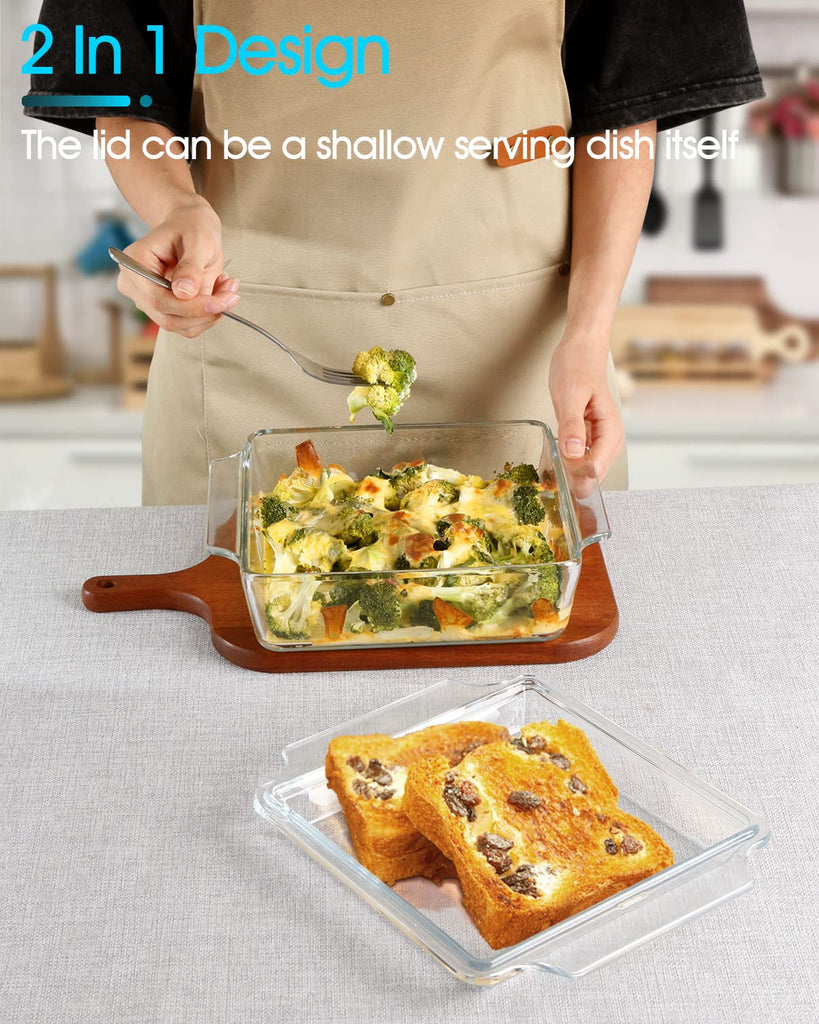 8x8 Square Baking Dish with Glass Cover and Lid