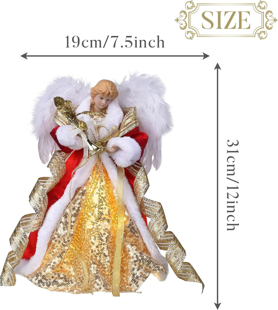 Christmas Ball Ornaments, 60ct Red and Gold Shatterproof Christmas Tree Decorations Set&Lighted Christmas Angel Tree