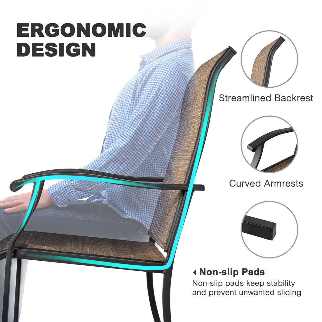 Patio Dining Chairs Set of 2, Outdoor Chairs with Armrest, Indoor/Outdoor Chairs Backyard Deck Garden Chair