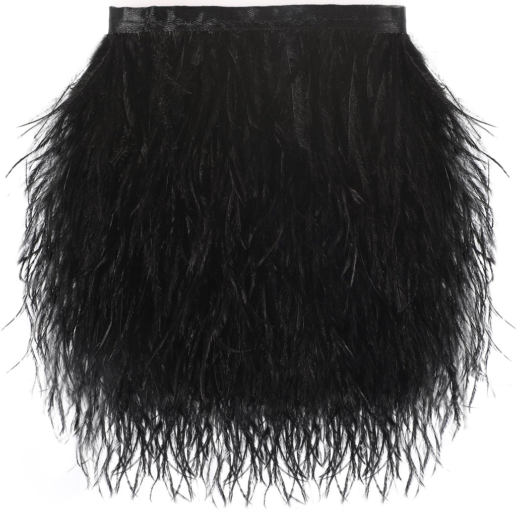 Black Ostrich Feather Trim, 4 Inch 2 Yards