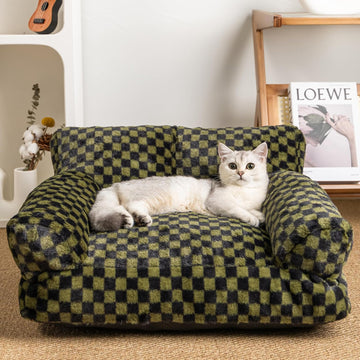 Faux Fur Cat & Dog Sofa Cat Couch Mini Cat Bed Indoor Human Style Pet Sofa, Modern Pet Furniture for Cats, Washable &