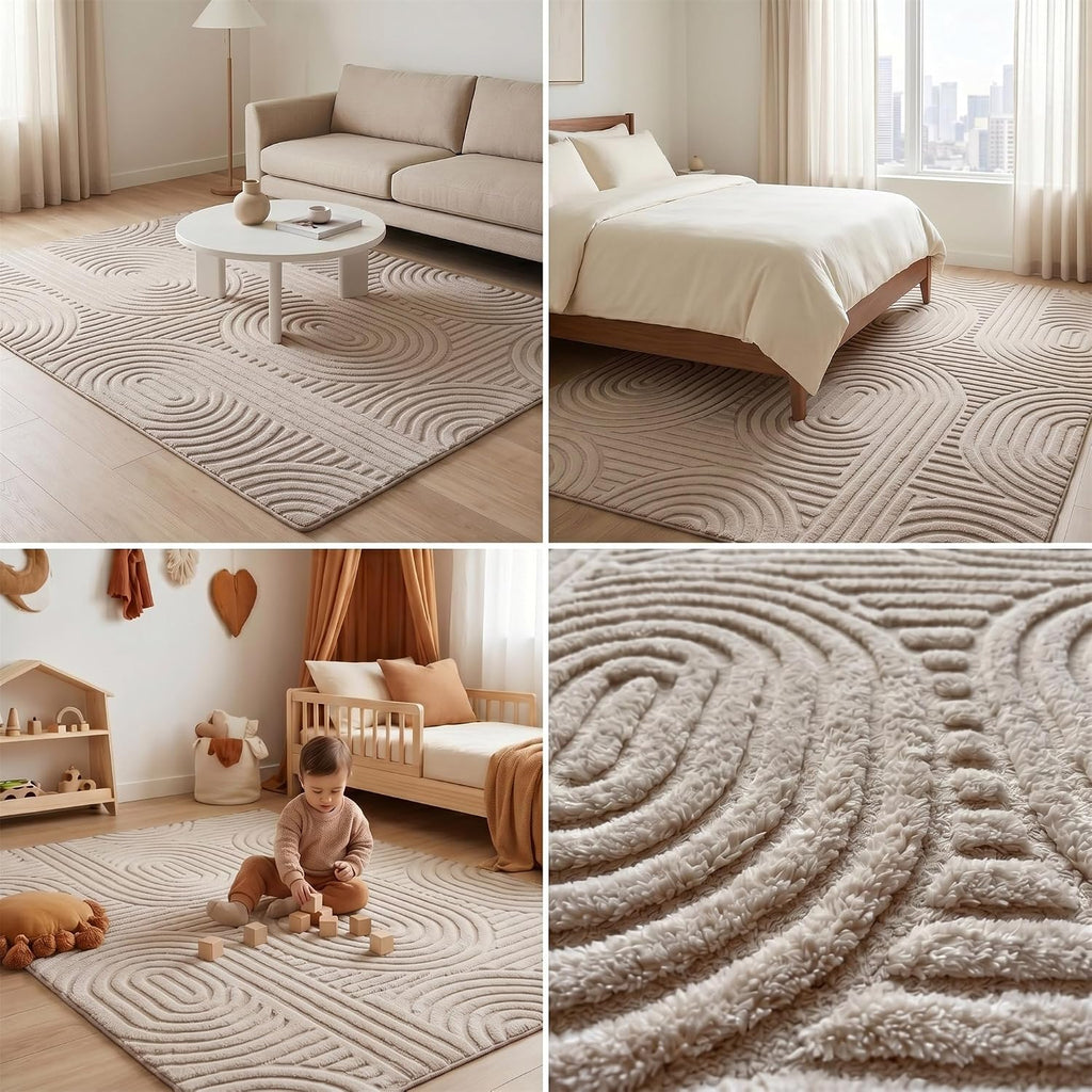 Brown Solid Color Area Rug, Large Modern Living Room Rug