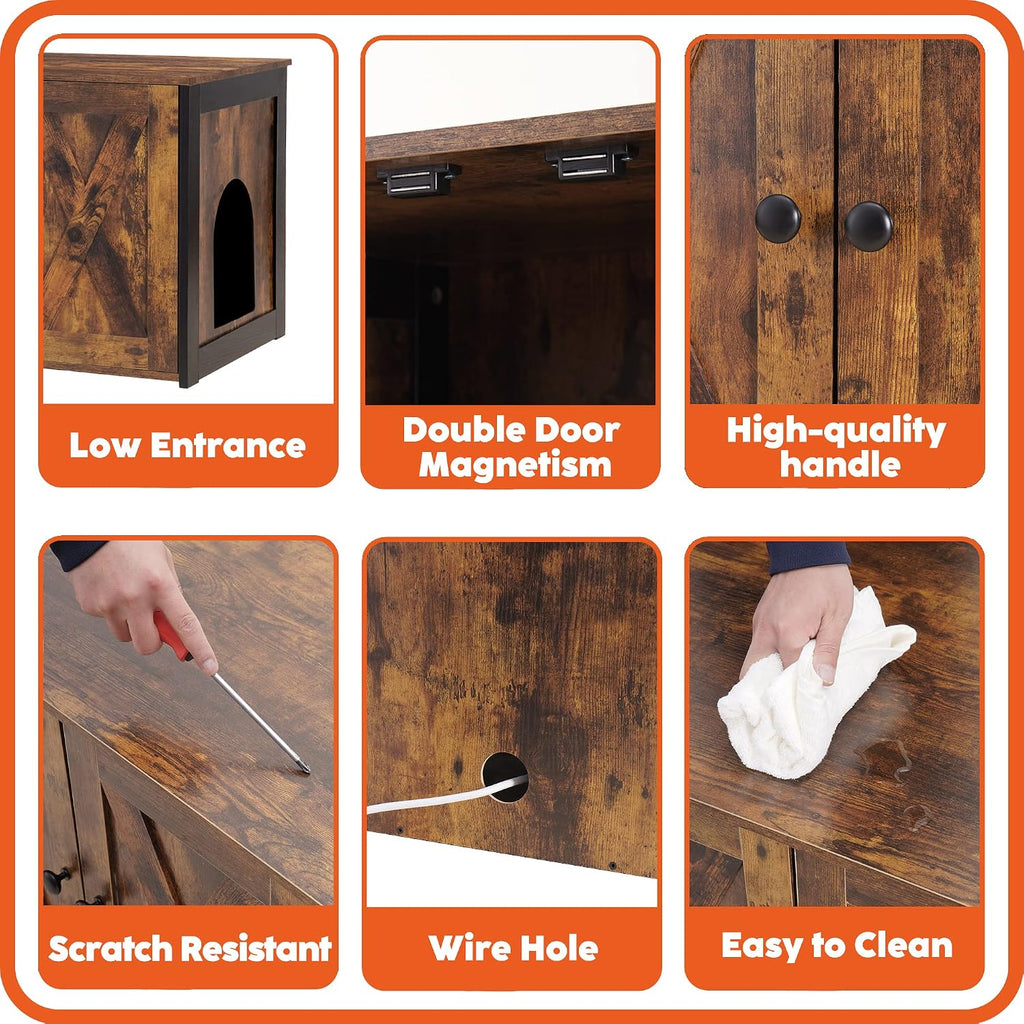 Cat Litter Box Enclosure, Hidden Litter Box Furniture, 27.6 Inches
