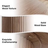 Round Dining Table, 41.7" Modern Wood Kitchen Table for 4, Pedestal Circle Dining Tables, Fluted Dining Table for