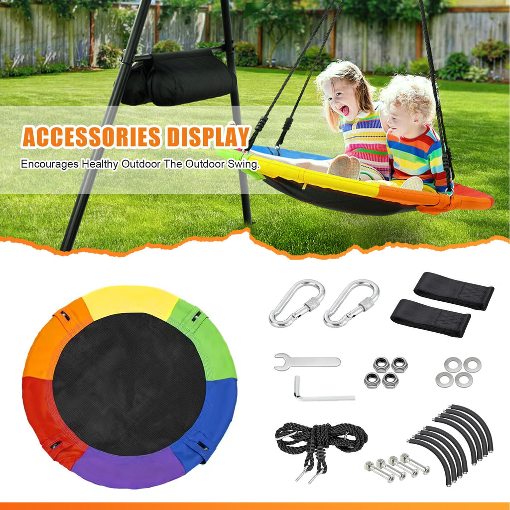 40 Inch Saucer Tree Swing for Kids Outdoor, Multicolor