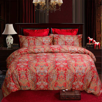 Luxury 3Pcs Paisley Medallion Duvet Cover Sets California King Size Damask Bedding Set Boho 100% Egyptian Cotton