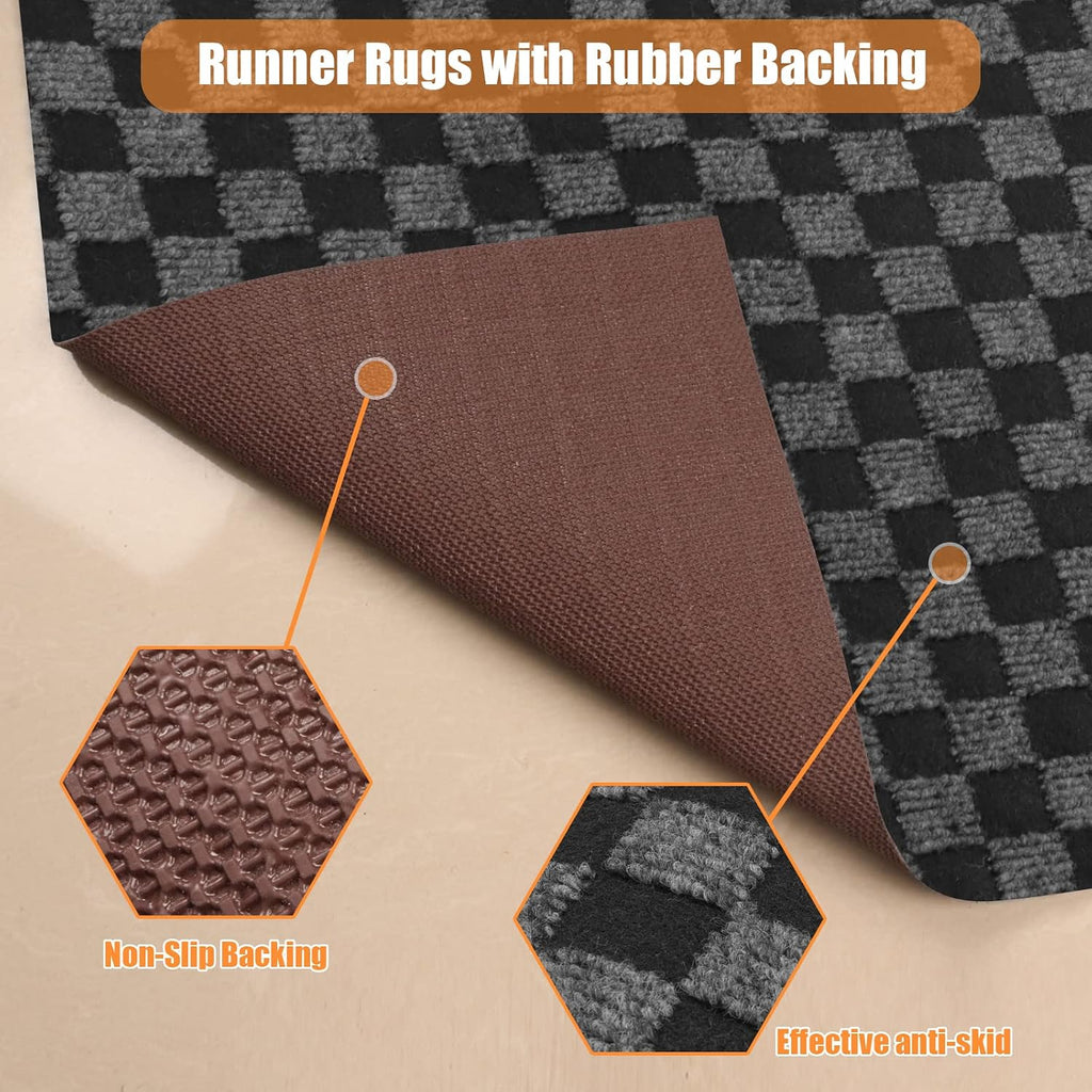 Hallway Runner Rug with Rubber Backing, Laundry Room Rug Non Slip, Washable Outdoor Indoor Rug Carpet Runner