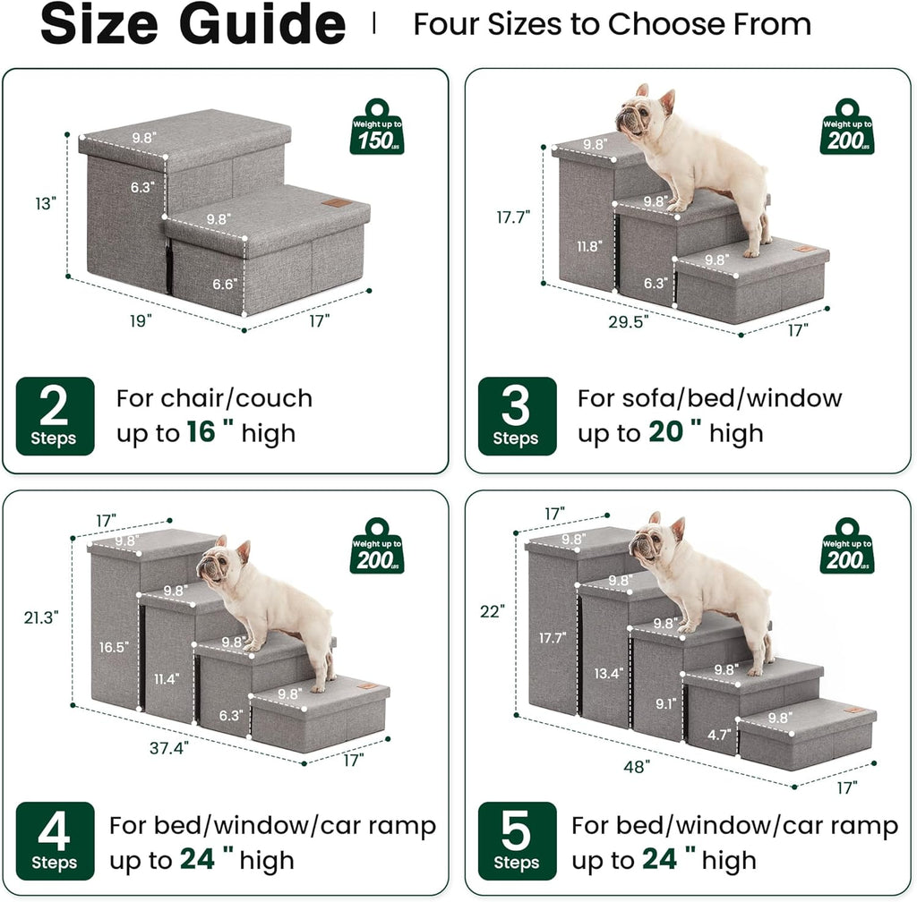 Dog Stairs with Storage 13" H, Foldable Pet Stairs for Small Medium or Large Dogs