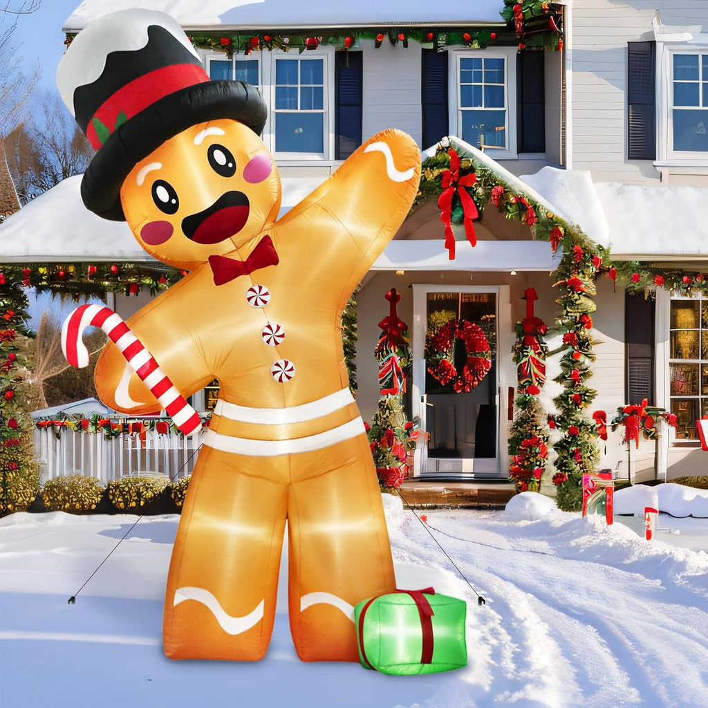 12FT Christmas Inflatable Gingerbread Man, Xmas Blow Up Yard Decorations