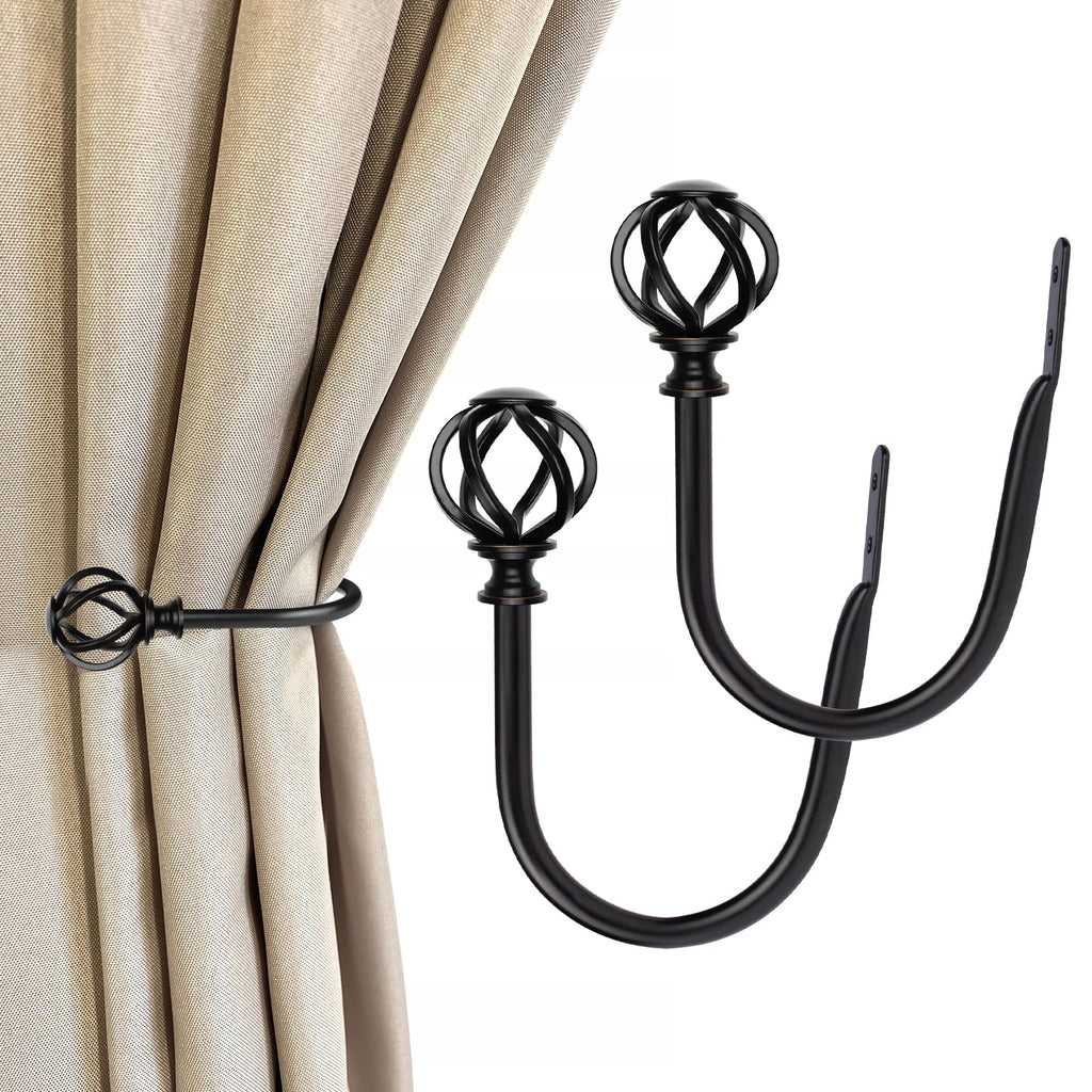 Black Curtain Holdbacks, Decorative Drapery Tiebacks, 2 Pack/1 Pair