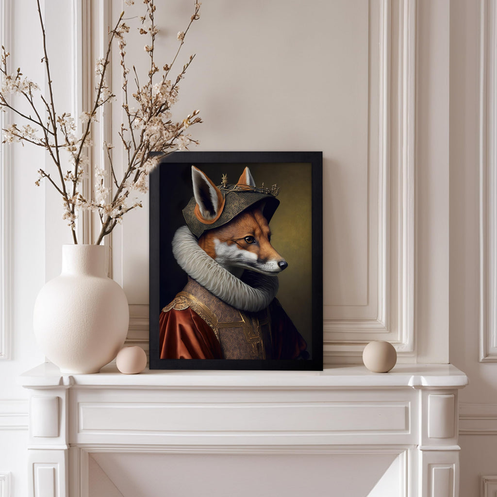 Master Renaissance Animal Poster - Retro Funny Print - Gift for Artist, Friend - Aristocratic Fox, Renaissance