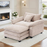 Modern Chaise Lounge Chair and Ottoman — Chenille