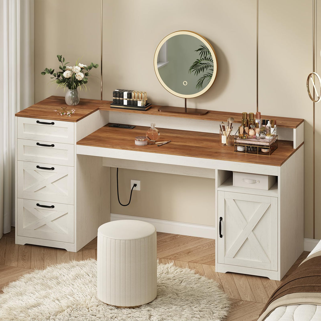 63" Farmhouse Computer Desk with 4 Drawers