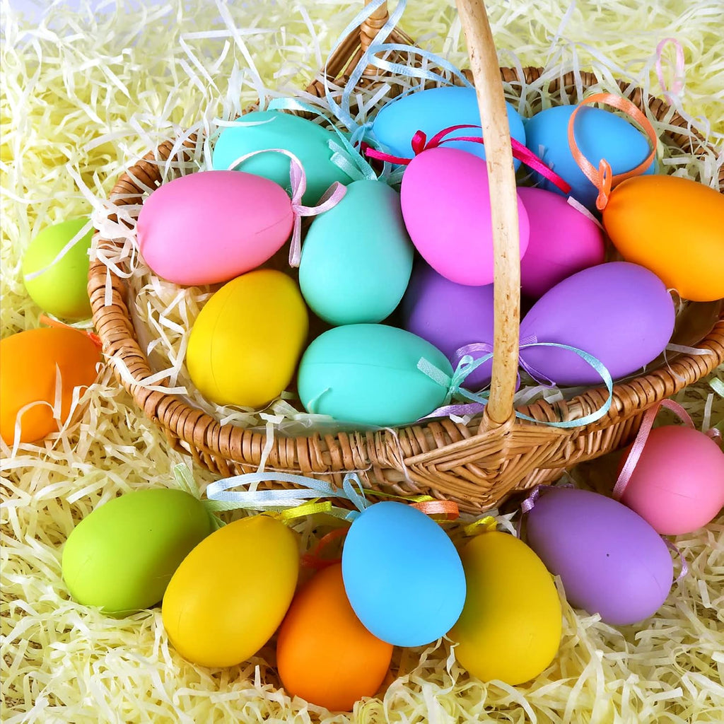 Easter Decorations Tree Ornaments - Hanging Egg Spring Ornaments for Small Tree, Matte Finish with Nice - Set of 24
