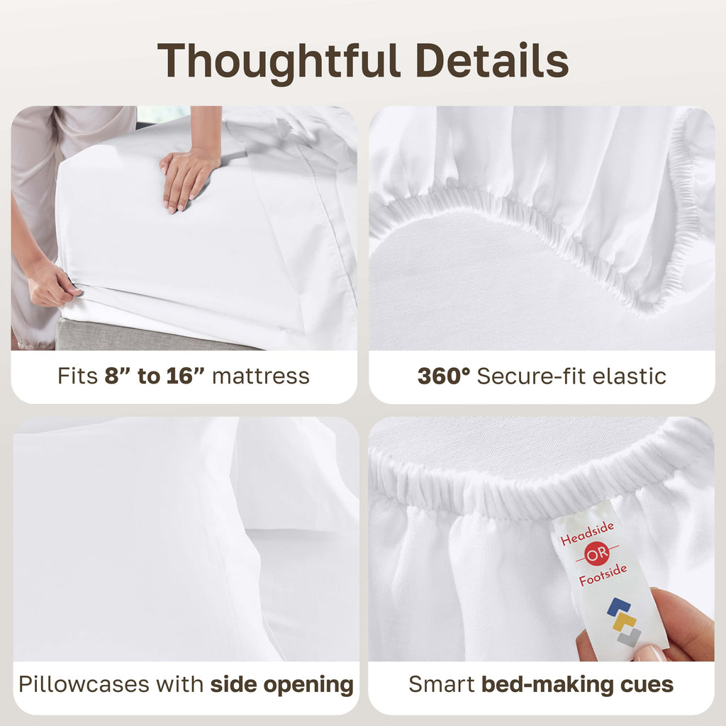 Luxury 600 Thread Count Sheets Set, Bright White