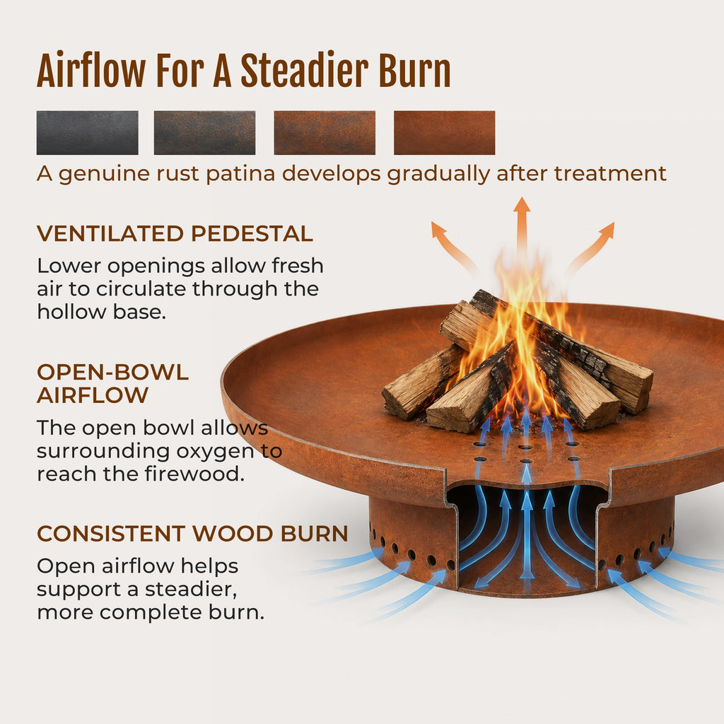23.6 in Fire Pit, Round Outdoor Wood Burning Steel Fire Bowl