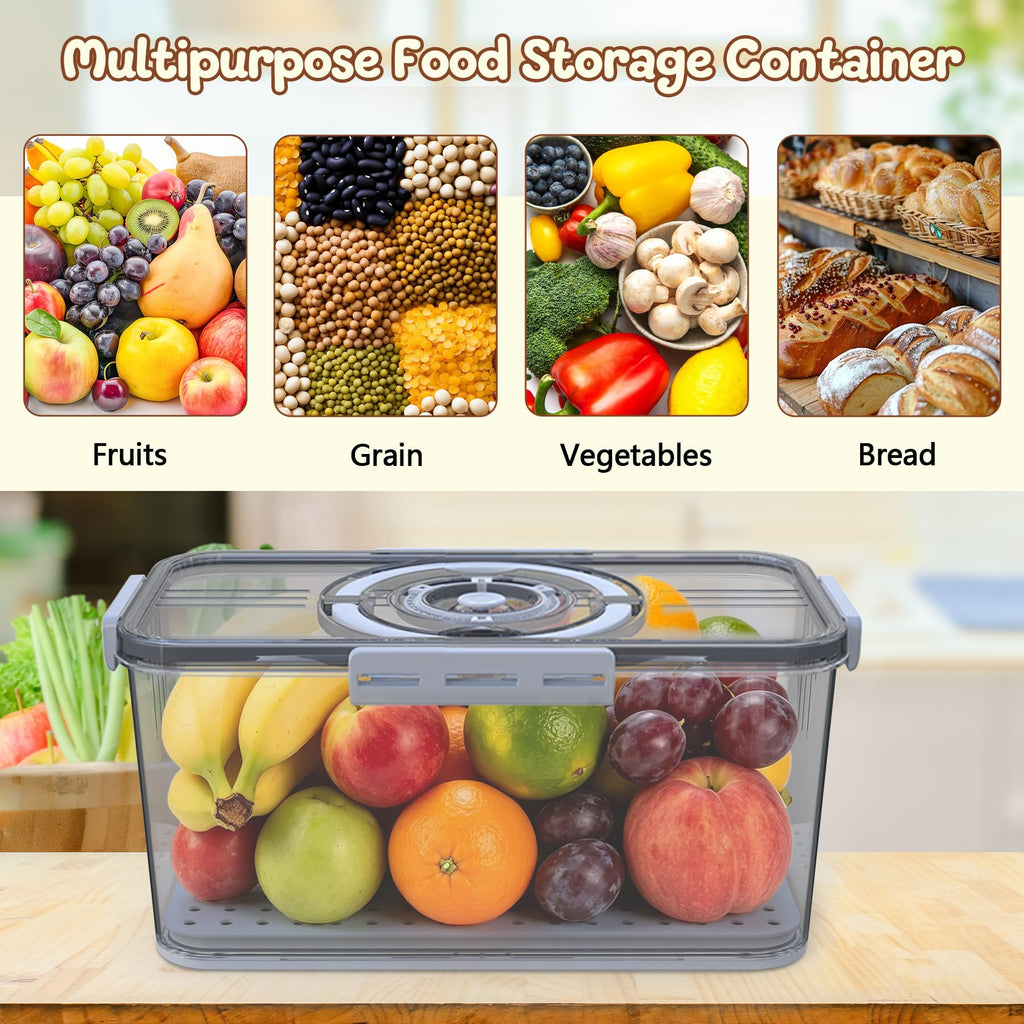 With Lid and Handle,Time Recording Airtight Bread Container Grey