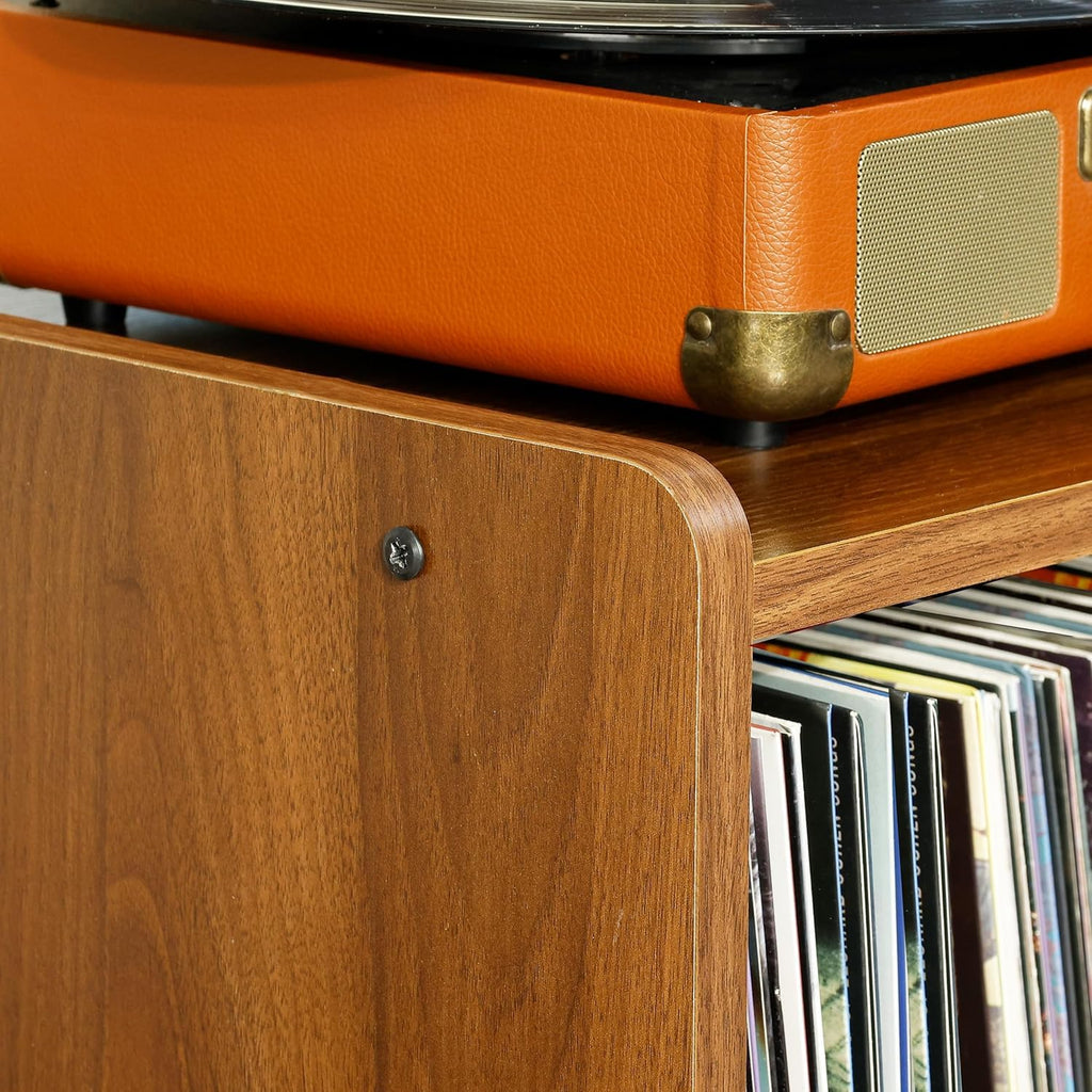 Record Player Table, Mid-Century Record Player Stand with Vinyl Storage Hold Up to 150+ Albums, Vinyl Record Cabinet