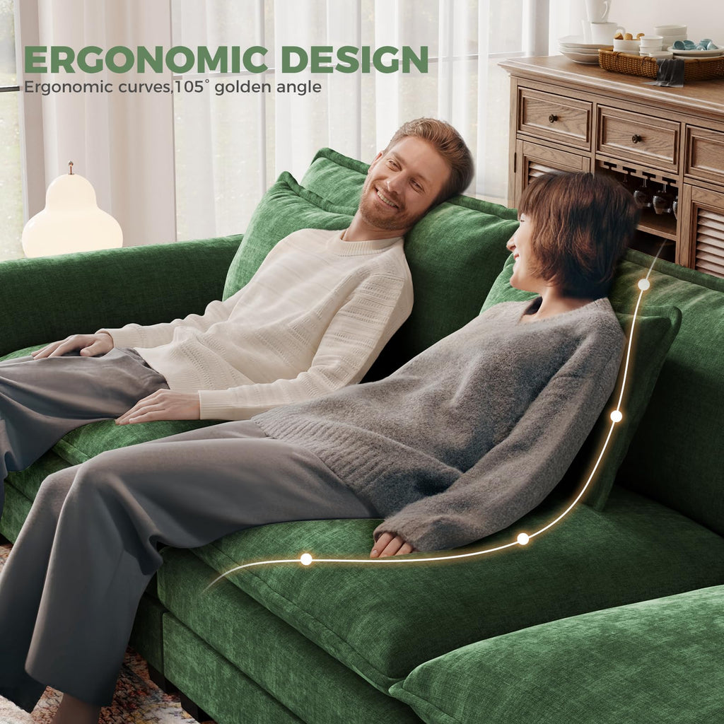 117" Oversized V-Shaped Modular Sectional Cloud Couch with Corner, Comfy 7-Seat Sofa w/ 2 Ottomans, Chenille Deep