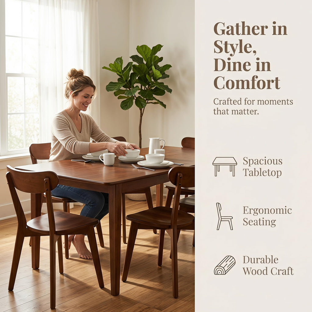 Extendable Dining Table for 4-8, 67"-82" Wood Dining Room Table with Self-Storing Butterfly Leaf, Modern Kitchen
