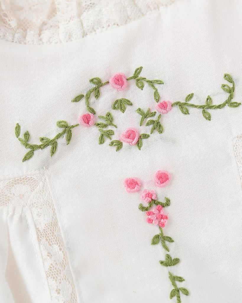 Toddler Girls White Princess Lace Dress | Vintage Floral Embroidered Heirlown Gown | Kids' Special Occasion Party