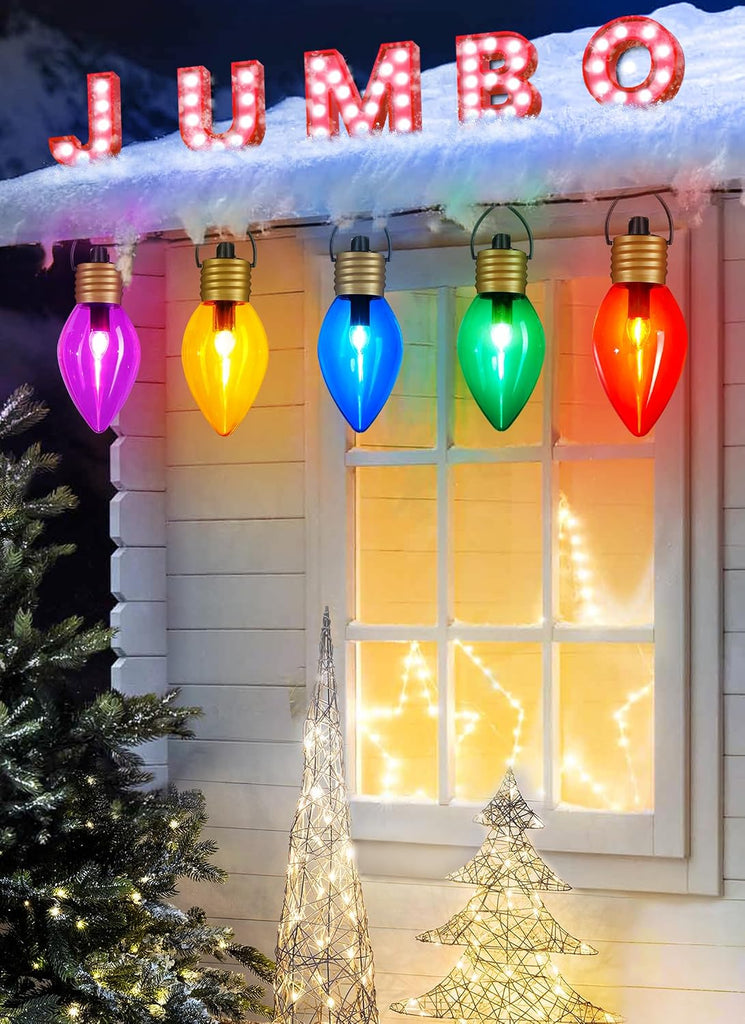 Jumbo C9 Christmas Pathway Lights Outdoor, 2 Pack Total 17 Feet 10 LED