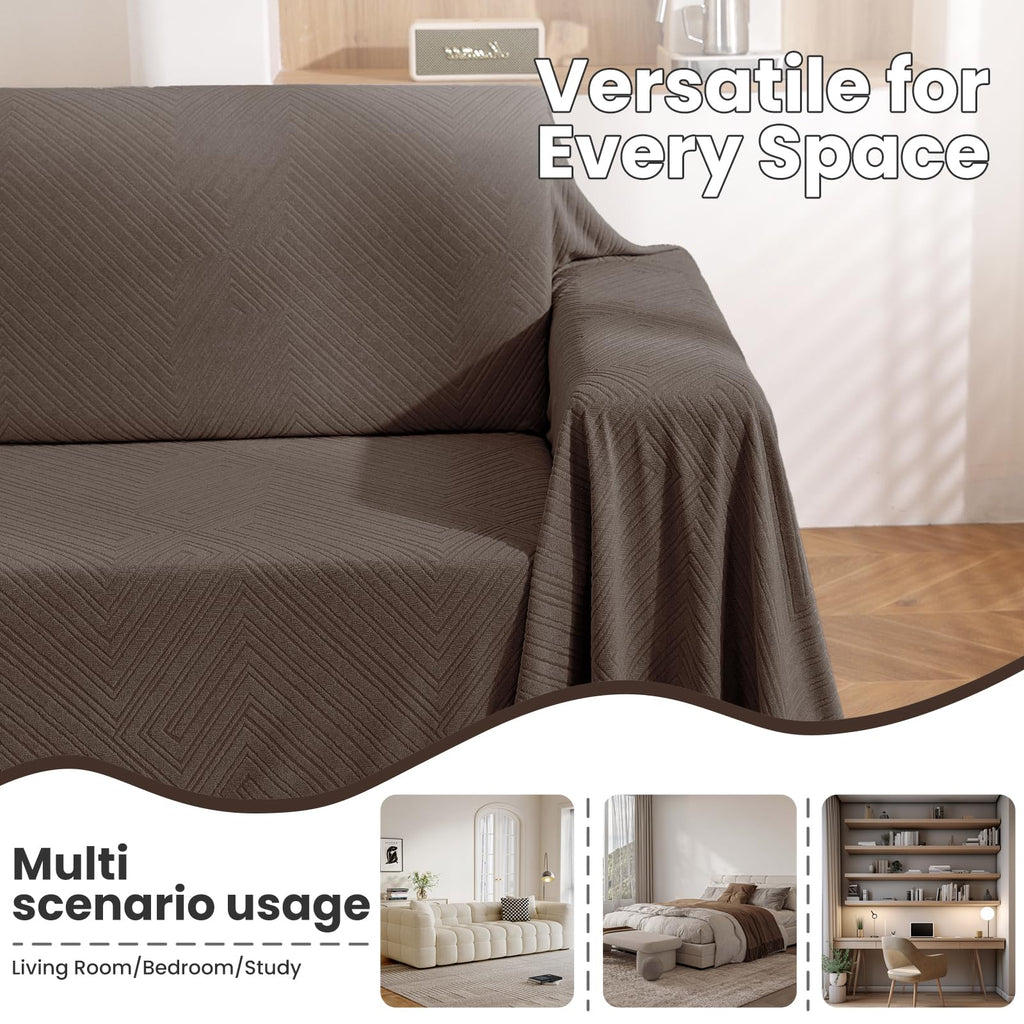 L Shaped Sectional Couch Cover 2 Piece, XXX-Large, Coffee