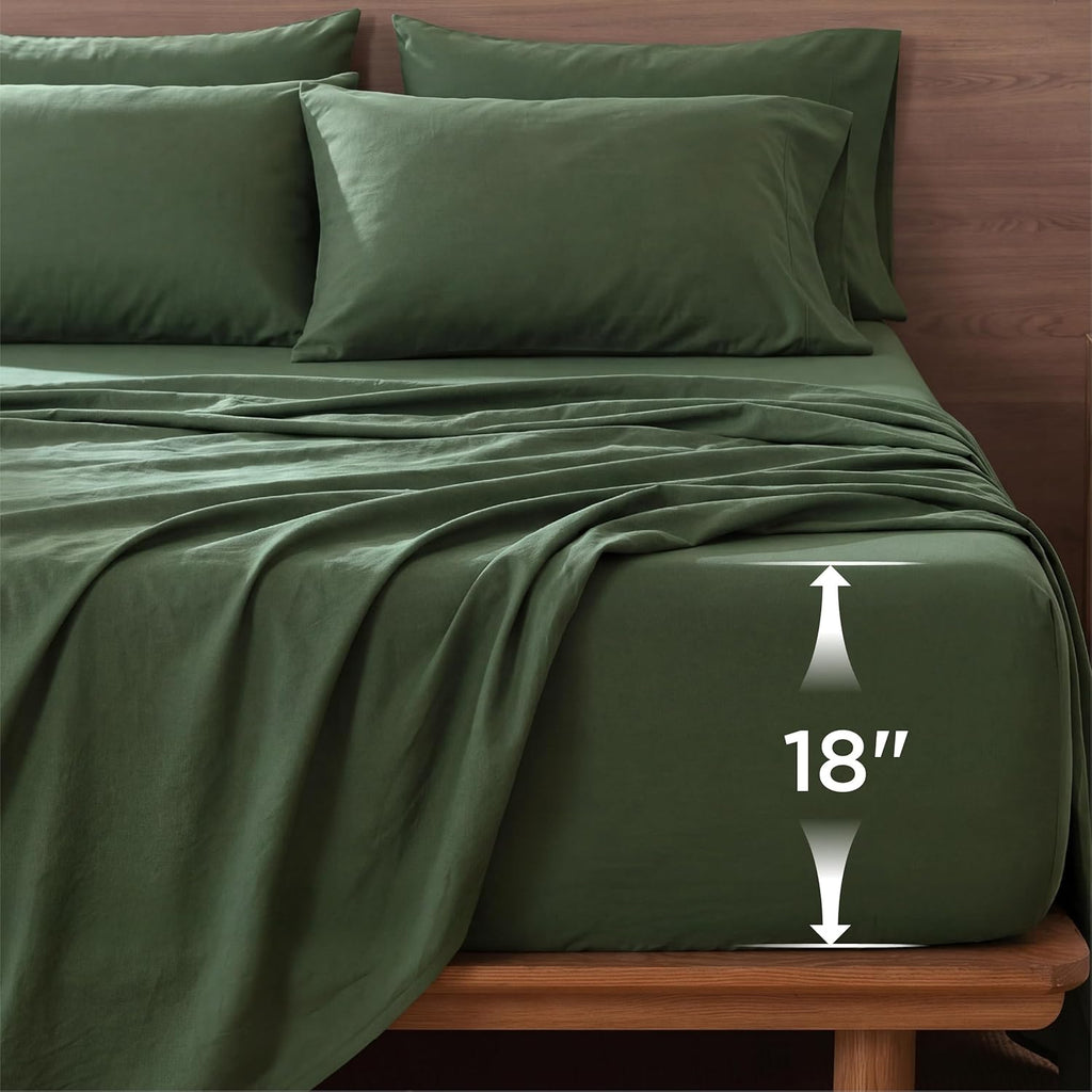 Deep Pocket King Sheet Set - 6 Piece, Prewashed Ultra-Soft King Sheets Set, Fits Mattresses Up to 18 Inches Thick
