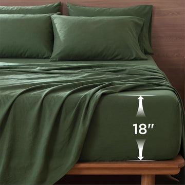 Deep Pocket Sheet Set - 6 Piece, Prewashed Ultra-Soft Sheets Set, Fits Mattresses Up to 18 Inches Thick