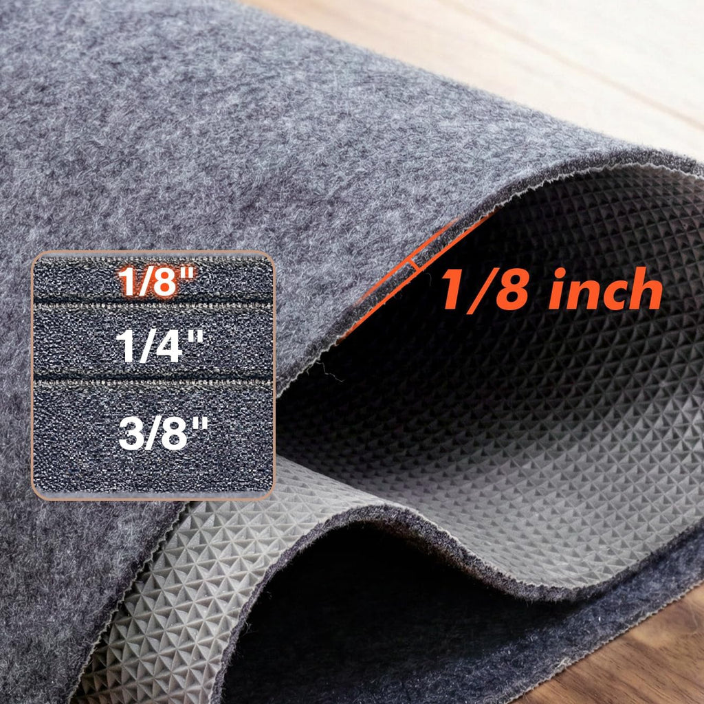 Non-Slip Rug Pad 5' x 7' - Felt & Rubber Underlay in Dark Gray, Waterproof & Grippy for Hardwood, Tile, Laminate