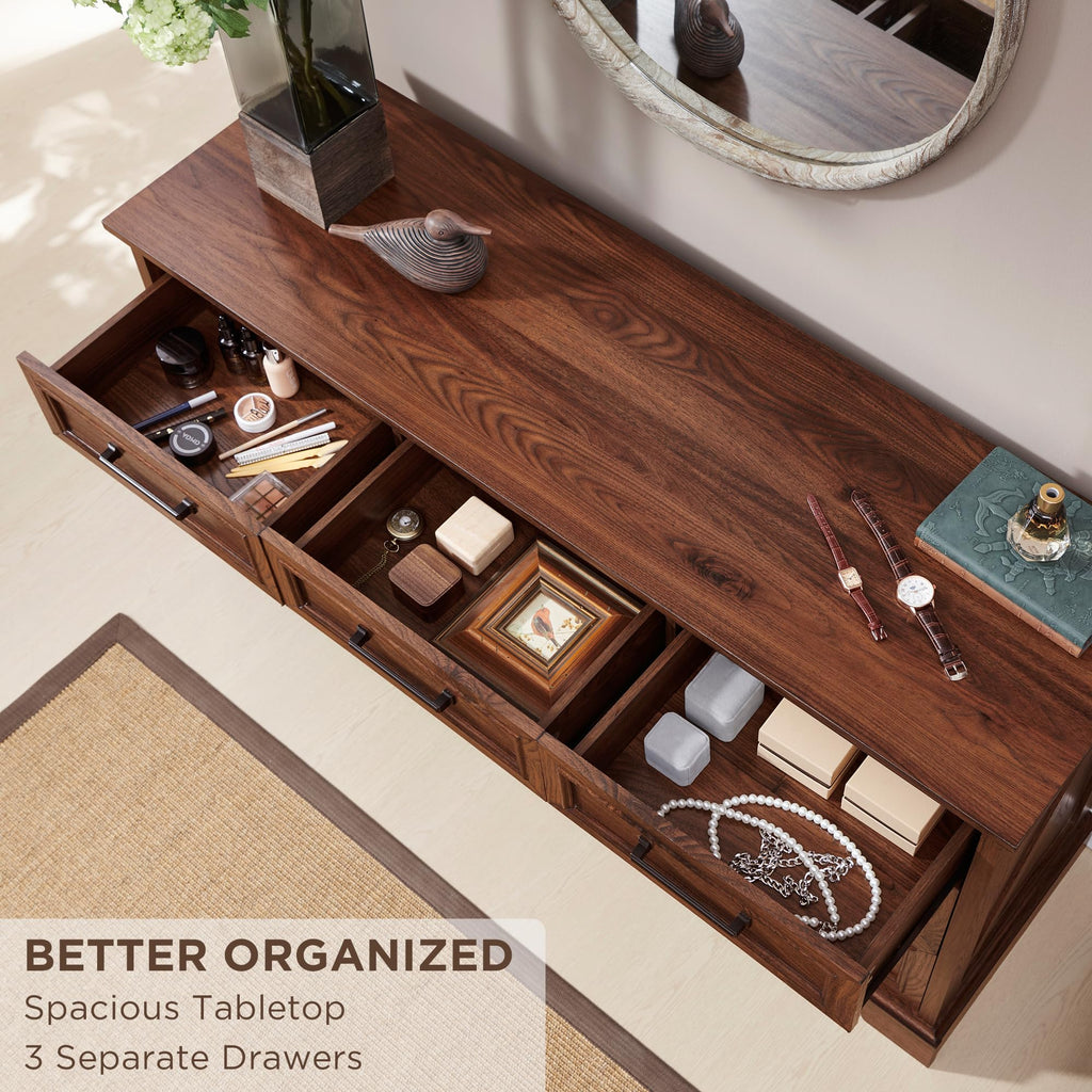 7 Drawer Dresser, 52" Wide Farmhouse Chest, Brown