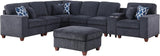 Ball & Cast 127" L-Shaped Sectional Couch with Movable Ottoman & 6 Throw Pillow,7 Seat Chenille Upholstered Sofa W/ 2