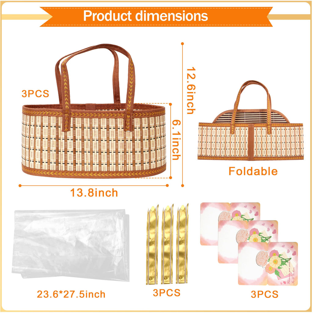 3 Set Baskets for Gifts Empty, Woven Bamboo gift baskets empty