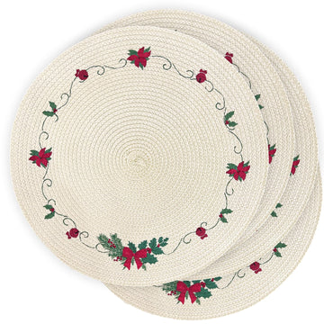 LaneVines Christmas Placemats Set of 4 Round Placemats Christmas
